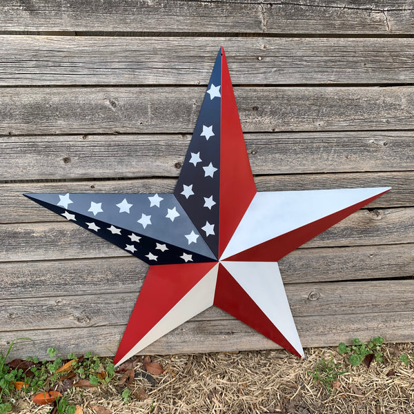 USA FLAG STAR STYLE# 5 RED WHITE & BLUE AMERICANA METAL BARN STAR WALL ART HANDMADE TO ORDER NEW