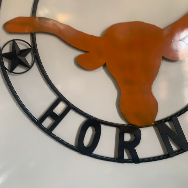 HOOKEM HORNS WITH LONE STAR TEXAS LONGHORNS HOOK EM METAL CUSTOM VINTAGE CRAFT WALL ART TEAM SIGN HANDMADE