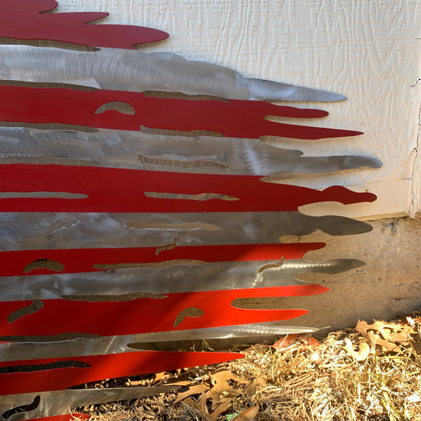 USA TATTERED AMERICAN FLAG METAL WALL ART WESTERN HOME DECOR HANDMADE NEW