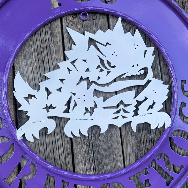 18",24",32" TCU HORNED FROGS CUSTOM METAL VINTAGE CRAFT TEAM SIGN WESTERN HOME DECOR HANDMADE