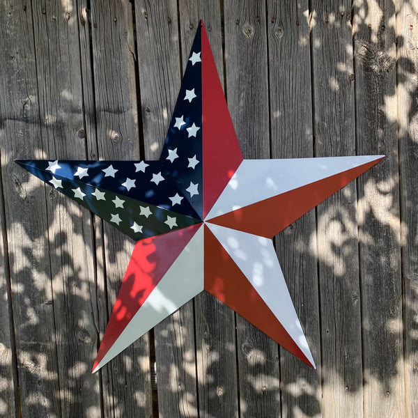 USA FLAG STAR STYLE# 5 RED WHITE & BLUE AMERICANA METAL BARN STAR WALL ART HANDMADE TO ORDER NEW