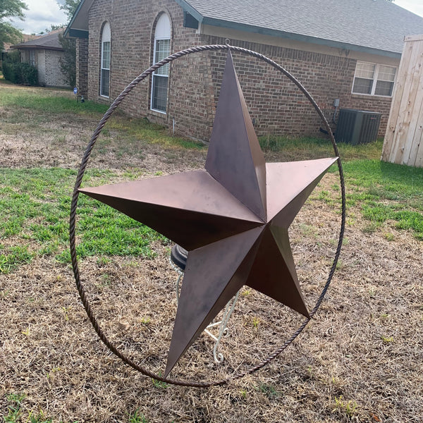 LONE STAR 60" BARN STAR METAL RUSTIC  BRONZE VINTAGE COPPER WALL ART WESTERN HOME DECOR HANDMADE NEW EH10524