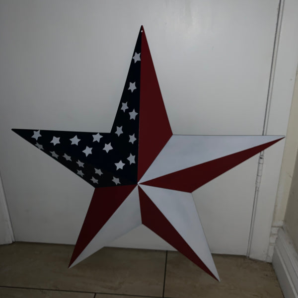 USA FLAG STAR STYLE# 5 RED WHITE & BLUE AMERICANA METAL BARN STAR WALL ART HANDMADE TO ORDER NEW