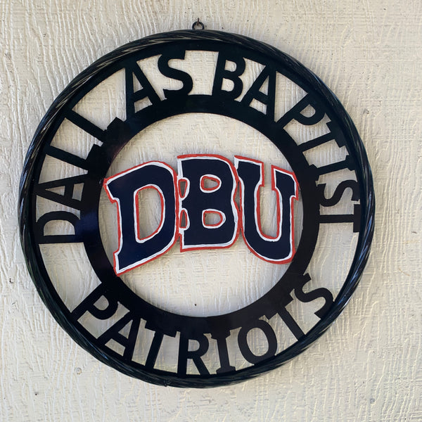 DBU DALLAS BAPTIST PATRIOTS CUSTOM METAL VINTAGE CRAFT TEAM SIGN WESTERN HOME DECOR HANDMADE