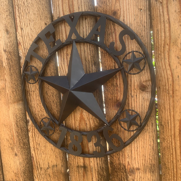 TEXAS 1836 BLACK BARN STAR METAL LONESTAR WESTERN HOME DECOR HANDMADE NEW 16",24",36",50"