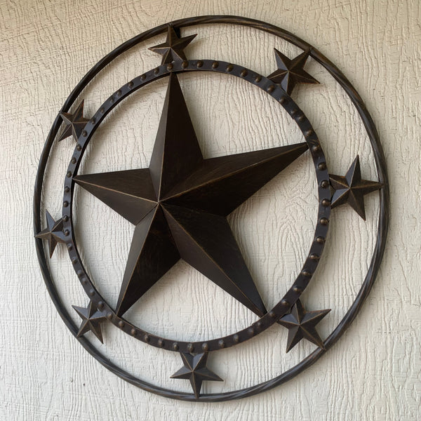 24" MULTI STAR BEADED COLIBROX BARN STAR METAL LONESTAR WESTERN HOME DECOR HANDMADE RUSTIC DARK BRONZE NEW