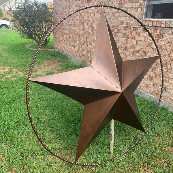 LONE STAR 60" BARN STAR METAL RUSTIC  BRONZE VINTAGE COPPER WALL ART WESTERN HOME DECOR HANDMADE NEW EH10524