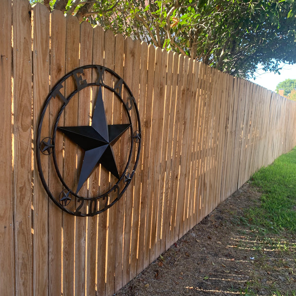 TEXAS 2022 STYLE CUSTOM NAME STAR BARN METAL LONE STAR 3d TWISTED ROPE RING WESTERN HOME DECOR RUSTIC  BLACK HANDMADE 24",32",34",36",40",42",44",46",50"