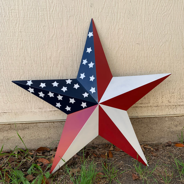 USA FLAG STAR STYLE# 5 RED WHITE & BLUE AMERICANA METAL BARN STAR WALL ART HANDMADE TO ORDER NEW