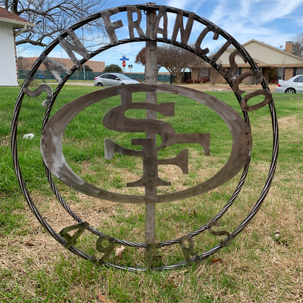 36" SAN FRANCISCO 49ERS CUSTOM RAW METAL VINTAGE CRAFT TEAM SIGN HAND MADE IN USA