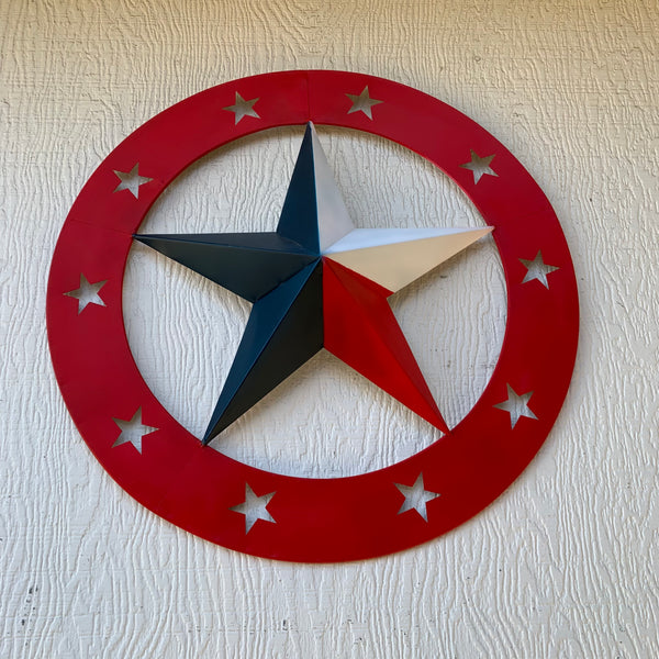 24" WIDE BAND RING BARN STAR METAL LONE STAR 3d WALL ART WESTERN HOME DECOR HANDMADE NEW #EH12758