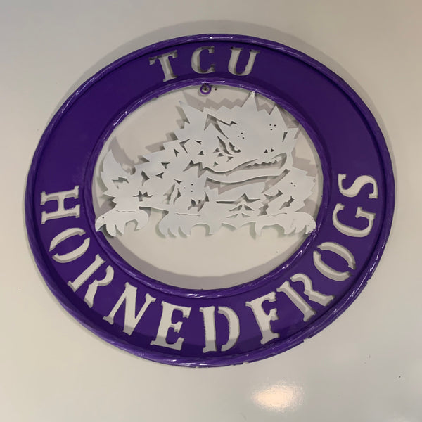 18",24",32" TCU HORNED FROGS CUSTOM METAL VINTAGE CRAFT TEAM SIGN WESTERN HOME DECOR HANDMADE