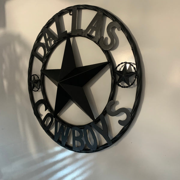 18" DALLAS COWBOYS BLACK STAR CUSTOM METAL VINTAGE LONE STAR WESTERN HOME DECOR HANDMADE