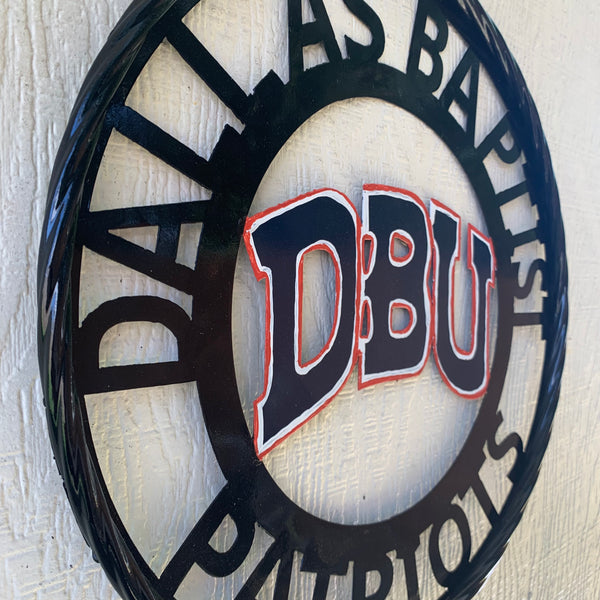 DBU DALLAS BAPTIST PATRIOTS CUSTOM METAL VINTAGE CRAFT TEAM SIGN WESTERN HOME DECOR HANDMADE