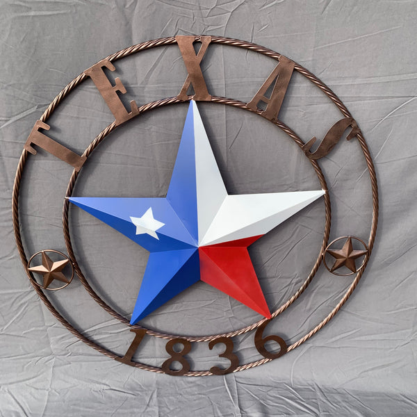 1836 TEXAS FLAG STAR RED WHITE BLUE TWISTED BRONZE RING WESTERN HOME DECOR HANDMADE NEW