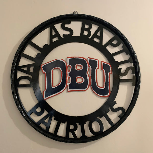 DBU DALLAS BAPTIST PATRIOTS CUSTOM METAL VINTAGE CRAFT TEAM SIGN WESTERN HOME DECOR HANDMADE