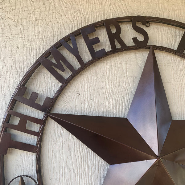 MYERS STYLE YOUR CUSTOM NAME STAR BARN STAR METAL LONE STAR WESTERN HOME DECOR RUSTIC BLACK HANDMADE 24",32",36",50"