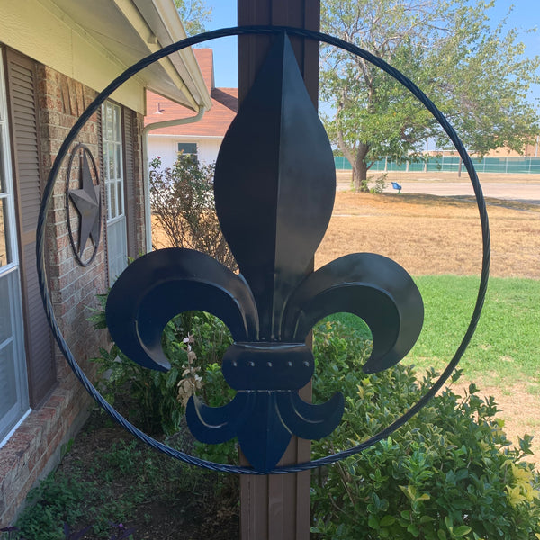 #EH10764 NAVY BLUE 24",36" FLEUR DE LIS METAL WALL ART SIGN WESTERN HOME DECOR HANDMADE NEW