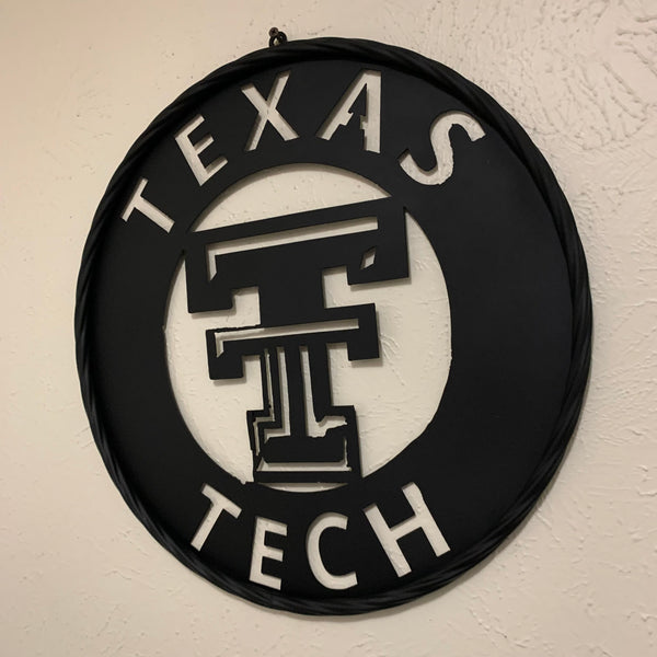 12",18",24",32",36" TEXAS TECH RUSTIC BLACK CUSTOM METAL VINTAGE CRAFT TEAM SIGN HANDMADE TO ORDER
