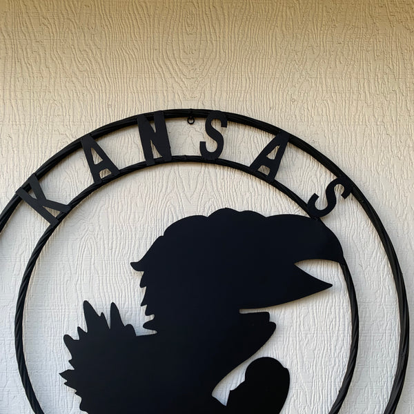KANSAS JAYHAWKS BLACK CUSTOM METAL VINTAGE CRAFT SIGN WALL ART TEAM SIGN HANDMADE