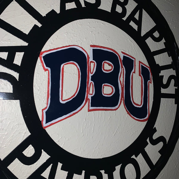 DBU DALLAS BAPTIST PATRIOTS CUSTOM METAL VINTAGE CRAFT TEAM SIGN WESTERN HOME DECOR HANDMADE