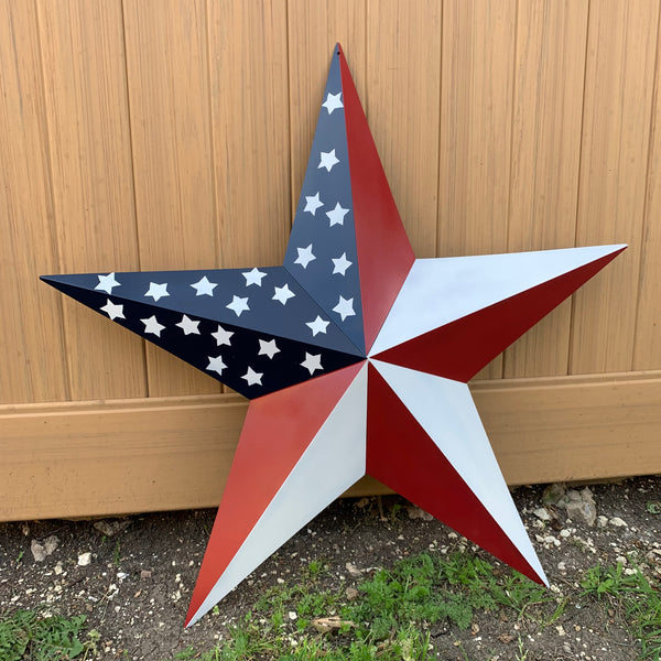 USA FLAG STAR STYLE# 5 RED WHITE & BLUE AMERICANA METAL BARN STAR WALL ART HANDMADE TO ORDER NEW