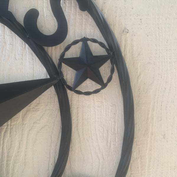 TEXAS 1836 BLACK BARN STAR METAL LONESTAR WESTERN HOME DECOR HANDMADE NEW 16",24",36",50"