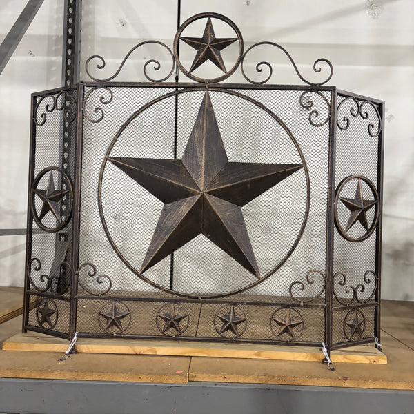LONESTAR METAL FIREPLACE SCREEN W/ STAR 41.5" X 34.25" WESTERN HOME DECOR HANDMADE #EH80003