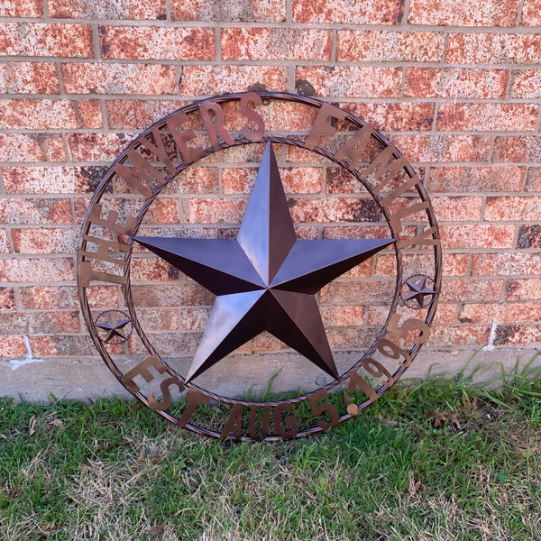 MYERS STYLE YOUR CUSTOM NAME STAR BARN STAR METAL LONE STAR WESTERN HOME DECOR RUSTIC BLACK HANDMADE 24",32",36",50"