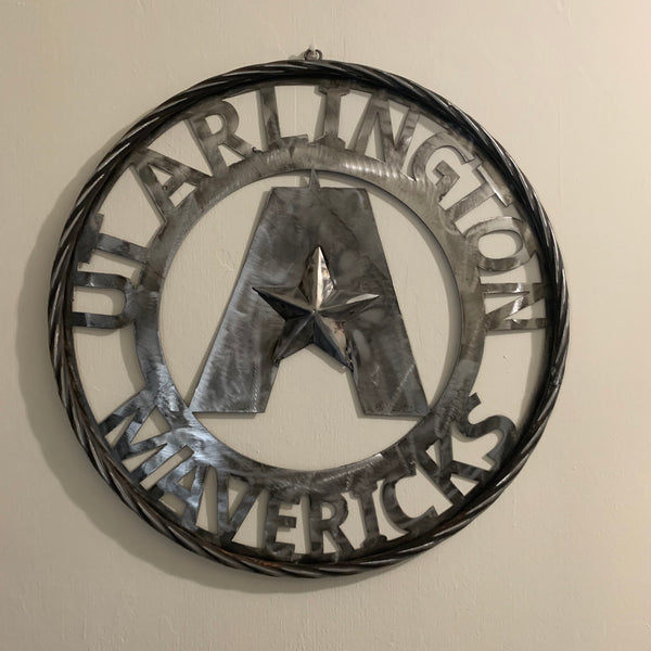 UTA ARLINGTON CUSTOM RAW METAL VINTAGE CRAFT TEAM SIGN WETSERN HOME DECOR HANDMADE