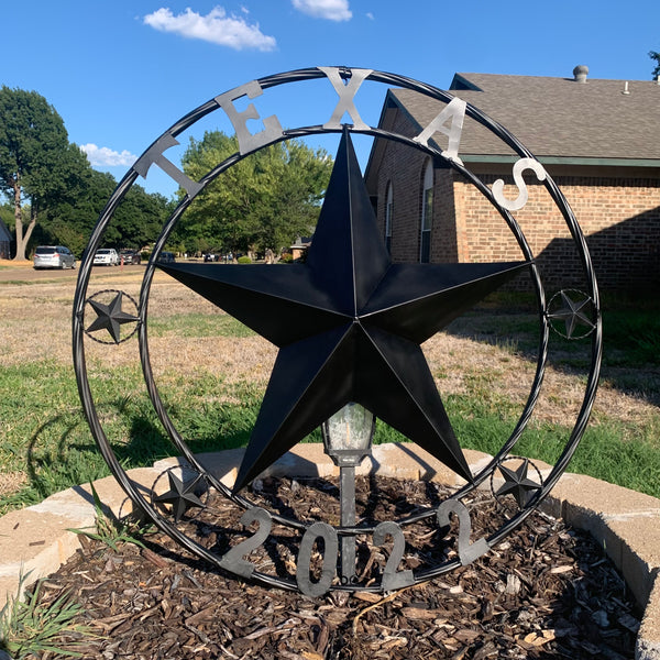 TEXAS 2022 STYLE CUSTOM NAME STAR BARN METAL LONE STAR 3d TWISTED ROPE RING WESTERN HOME DECOR RUSTIC  BLACK HANDMADE 24",32",34",36",40",42",44",46",50"