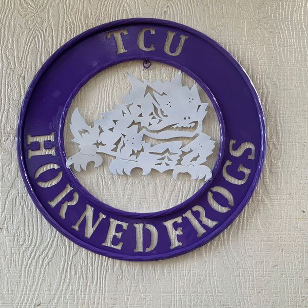 18",24",32" TCU HORNED FROGS CUSTOM METAL VINTAGE CRAFT TEAM SIGN WESTERN HOME DECOR HANDMADE