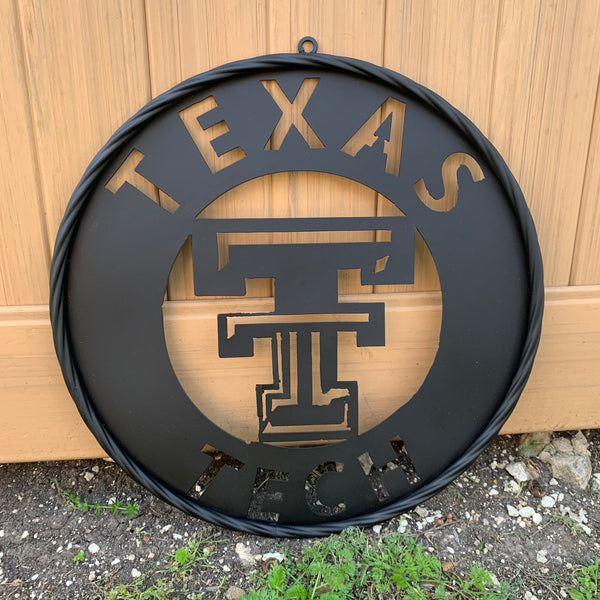 12",18",24",32",36" TEXAS TECH RUSTIC BLACK CUSTOM METAL VINTAGE CRAFT TEAM SIGN HANDMADE TO ORDER