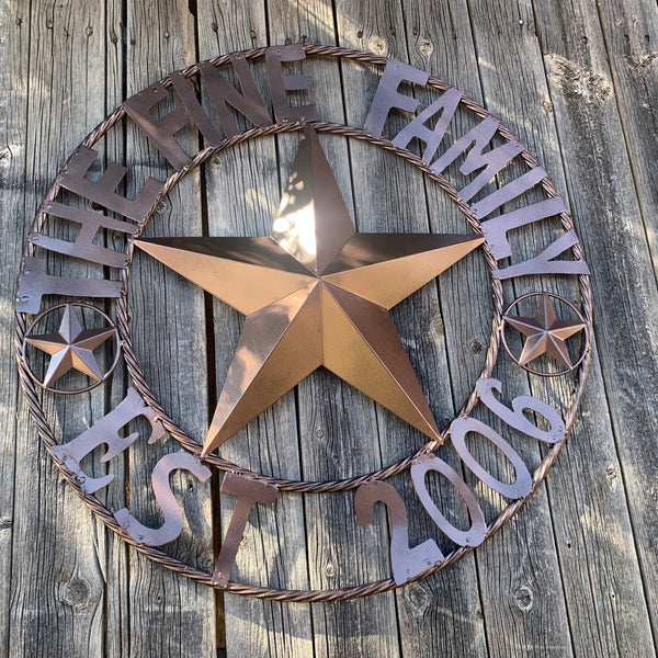 FINE FAMILY STYLE YOUR CUSTOM NAME STAR BARN STAR METAL LONE STAR WESTERN HOME DECOR RUSTIC BRONZE HANDMADE 24",32",36",50"