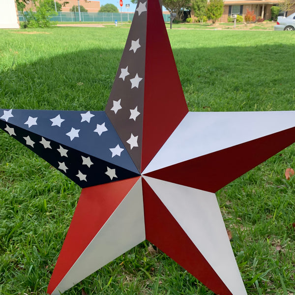 USA FLAG STAR STYLE# 5 RED WHITE & BLUE AMERICANA METAL BARN STAR WALL ART HANDMADE TO ORDER NEW