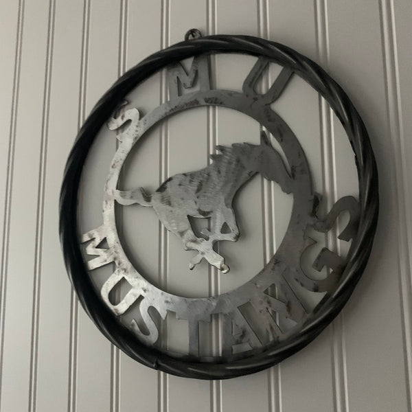 12",18",24",32",36" SMU MUSTANGS RAW METAL CUSTOM VINTAGE CRAFT WALL ART TEAM SIGN HANDMADE