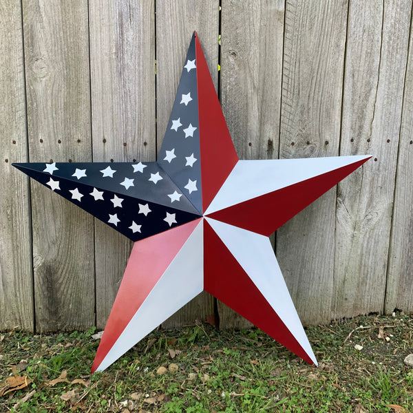 USA FLAG STAR STYLE# 5 RED WHITE & BLUE AMERICANA METAL BARN STAR WALL ART HANDMADE TO ORDER NEW