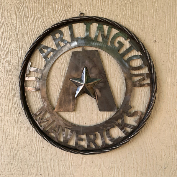 UTA ARLINGTON CUSTOM RAW METAL VINTAGE CRAFT TEAM SIGN WETSERN HOME DECOR HANDMADE