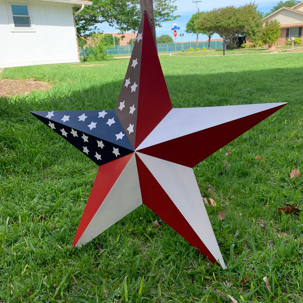 USA FLAG STAR STYLE# 5 RED WHITE & BLUE AMERICANA METAL BARN STAR WALL ART HANDMADE TO ORDER NEW