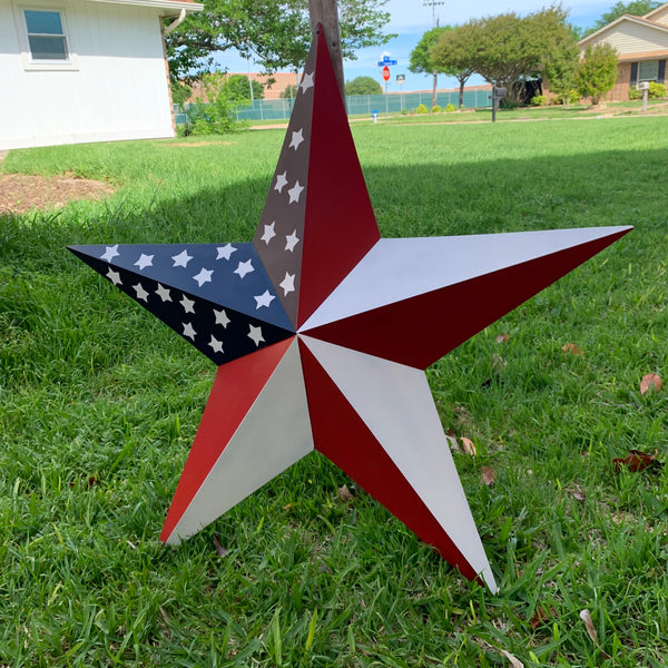 USA FLAG STAR STYLE# 5 RED WHITE & BLUE AMERICANA METAL BARN STAR WALL ART HANDMADE TO ORDER NEW