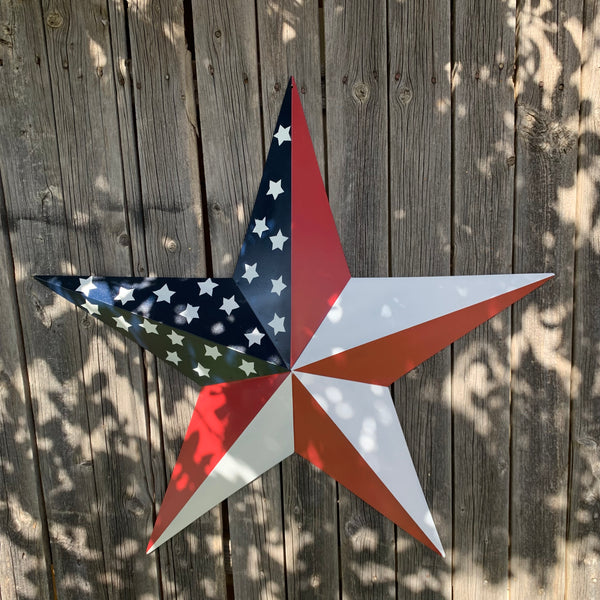 USA FLAG STAR STYLE# 5 RED WHITE & BLUE AMERICANA METAL BARN STAR WALL ART HANDMADE TO ORDER NEW