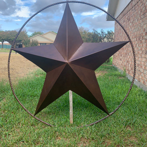 LONE STAR 60" BARN STAR METAL RUSTIC  BRONZE VINTAGE COPPER WALL ART WESTERN HOME DECOR HANDMADE NEW EH10524