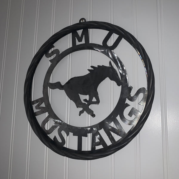 12",18",24",32",36" SMU MUSTANGS RAW METAL CUSTOM VINTAGE CRAFT WALL ART TEAM SIGN HANDMADE