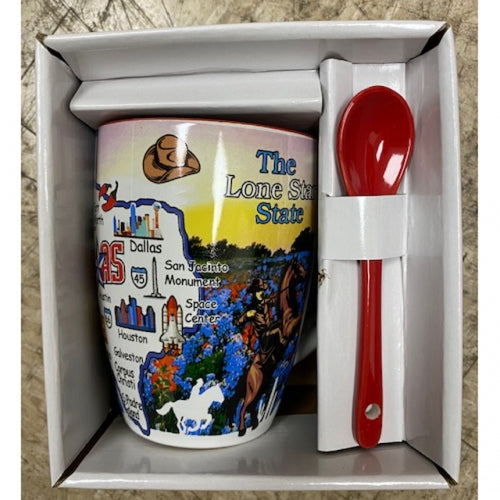 #SI9507 TEXAS RED SPOON & LONESTAR COFFEE MUG WESTERN HOME DECOR BRAND NEW -- FREE SHIPPING