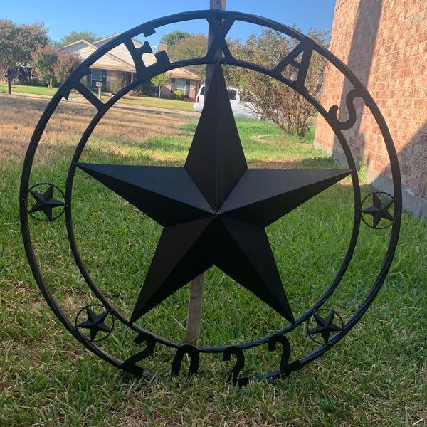 TEXAS 2022 STYLE CUSTOM NAME STAR BARN METAL LONE STAR 3d TWISTED ROPE RING WESTERN HOME DECOR RUSTIC  BLACK HANDMADE 24",32",34",36",40",42",44",46",50"