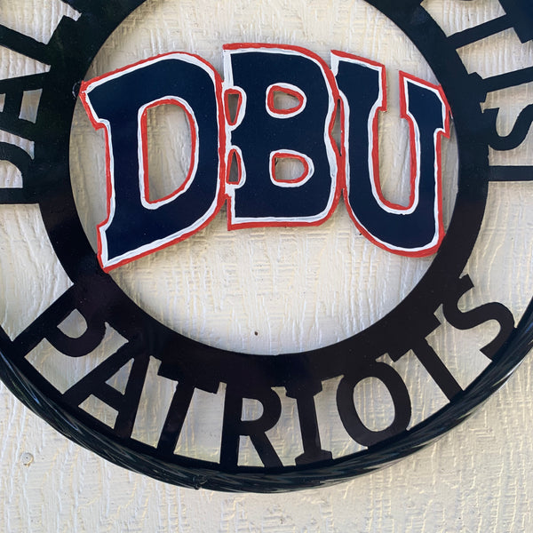 DBU DALLAS BAPTIST PATRIOTS CUSTOM METAL VINTAGE CRAFT TEAM SIGN WESTERN HOME DECOR HANDMADE