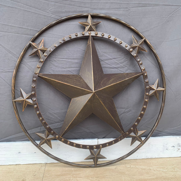 24" MULTI STAR BEADED COLIBROX BARN STAR METAL LONESTAR WESTERN HOME DECOR HANDMADE RUSTIC DARK BRONZE NEW