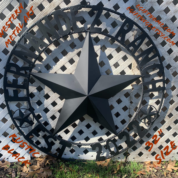 FERNANDEZ RANCH STYLE YOUR CUSTOM NAME STAR BARN STAR METAL LONE STAR WESTERN HOME DECOR RUSTIC BLACK HANDMADE 24",32",36",50"