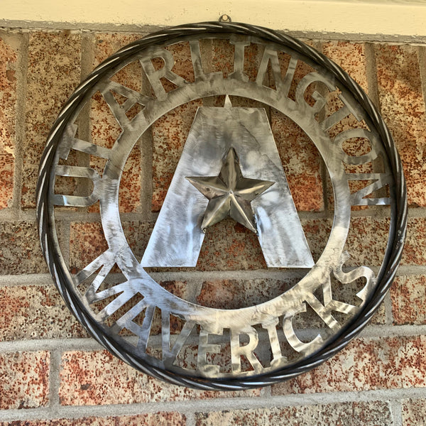 UTA ARLINGTON CUSTOM RAW METAL VINTAGE CRAFT TEAM SIGN WETSERN HOME DECOR HANDMADE