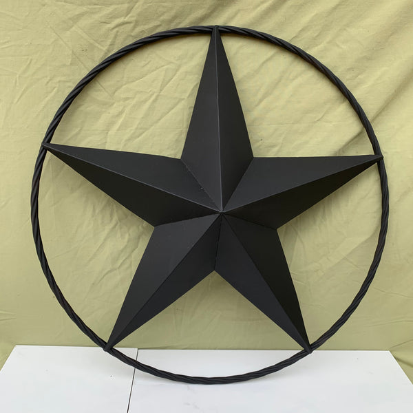 RUSTIC BLACK BARN STAR METAL LONE STAR 3d TWISTED ROPE RING WESTERN HOME DECOR HANDMADE NEW 12",16",24",32",36"-#EH10608